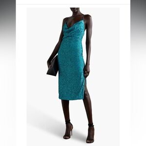 NWT Rebecca Vallance - US 10 - MISSING HOURS MIDI DRESS - Turquoise